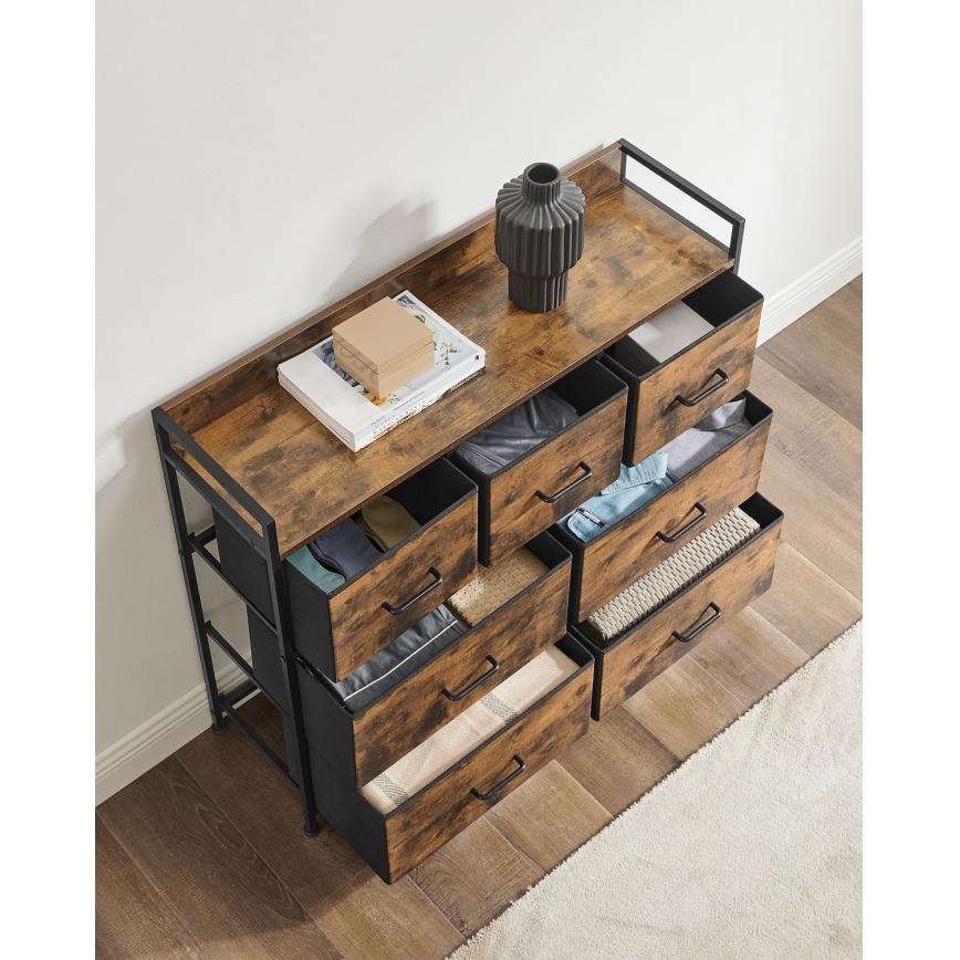 Komoda su stalčiais KIRA, ruda/juoda