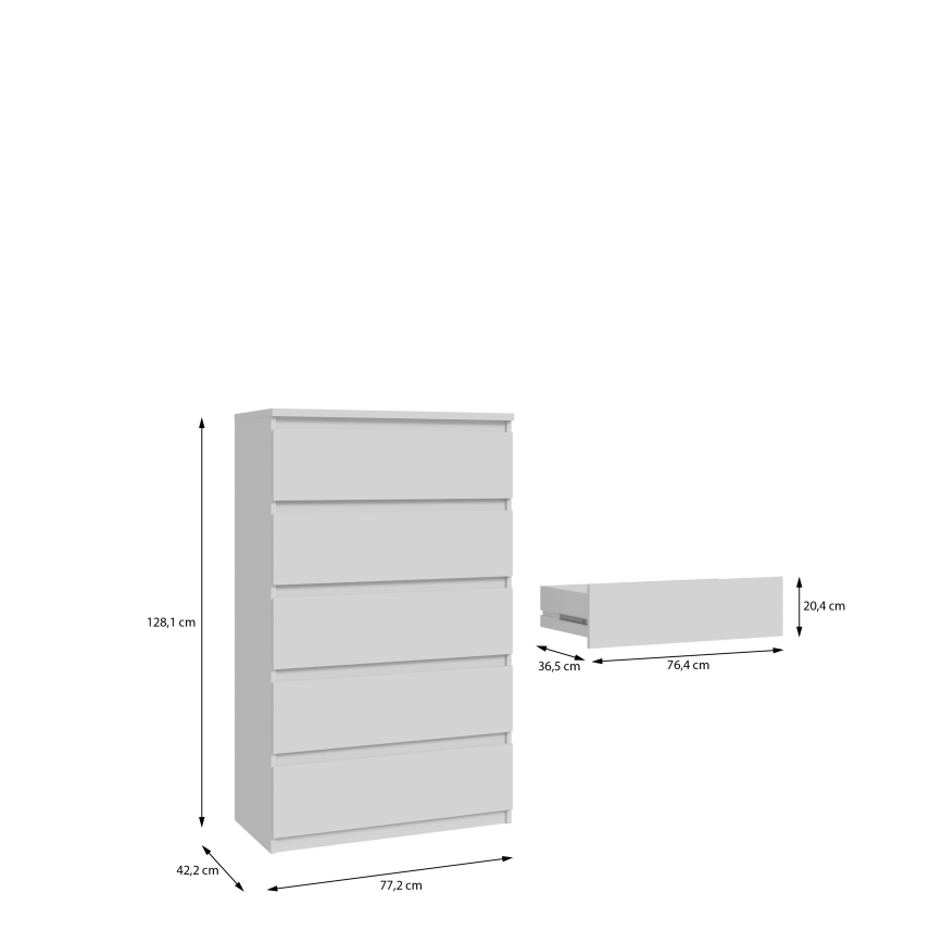 Komoda su stalčiais MAO balta