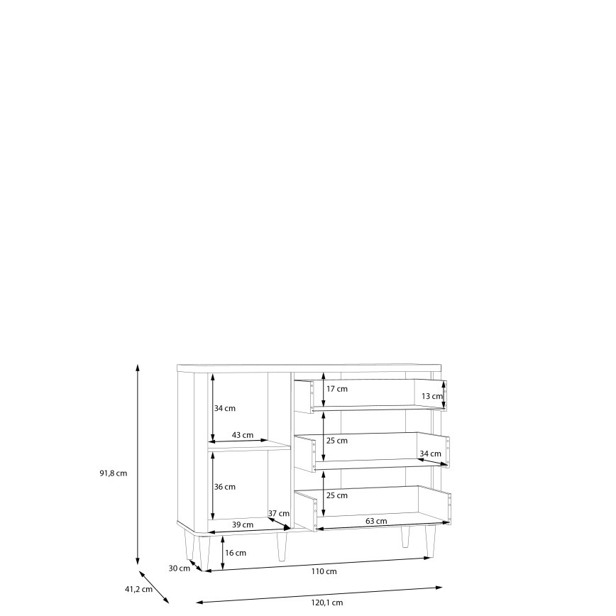 Komoda su stalčiais VIRO ruda/smėlinė
