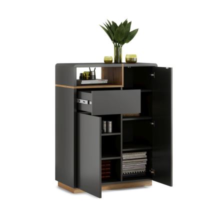 Komoda su stalčiumi FRED antracitas/ąžuolas artisan