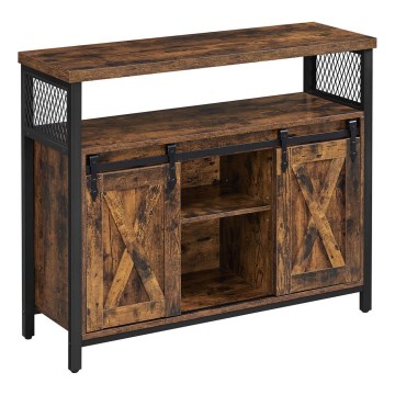 Komoda su stumdomomis durelėmis FIRA ruda/juoda