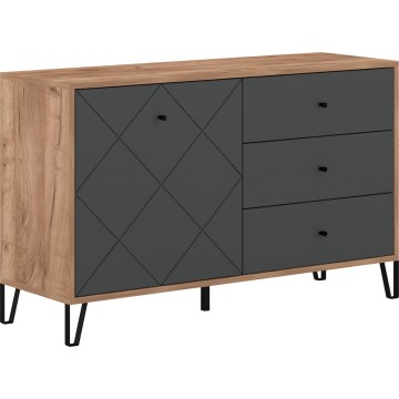 Komoda SULA ąžuolas craft/juoda