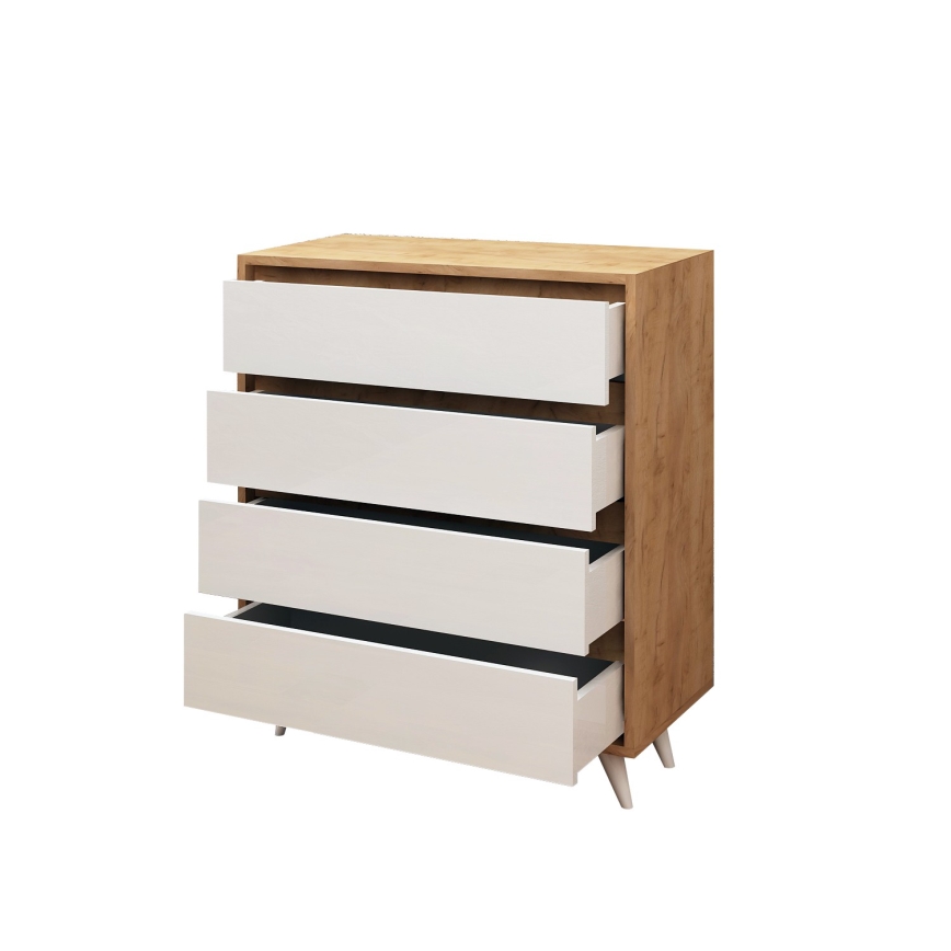 Komoda SUVERA 86x70 cm balta/kreminė