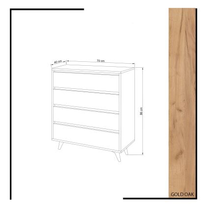 Komoda SUVERA 86x70 cm balta/kreminė