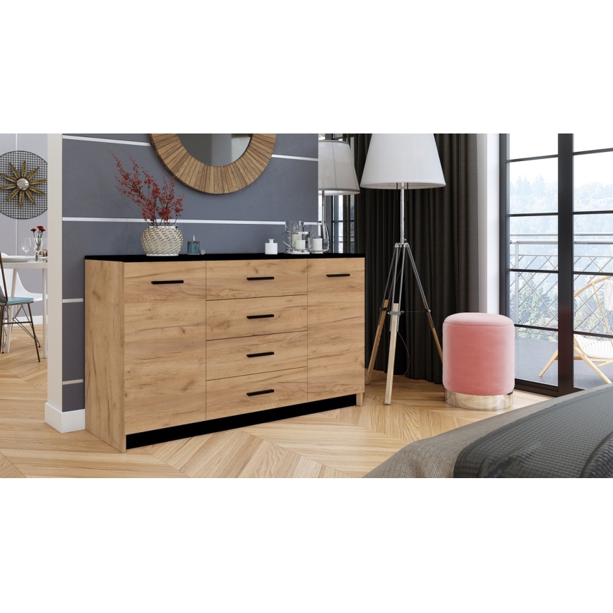 Komoda TAYLER ąžuolo craft/juoda
