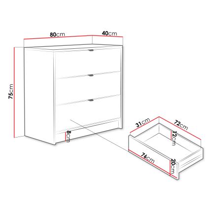 Komoda TIRENO 75x80 cm smėlio spalvos