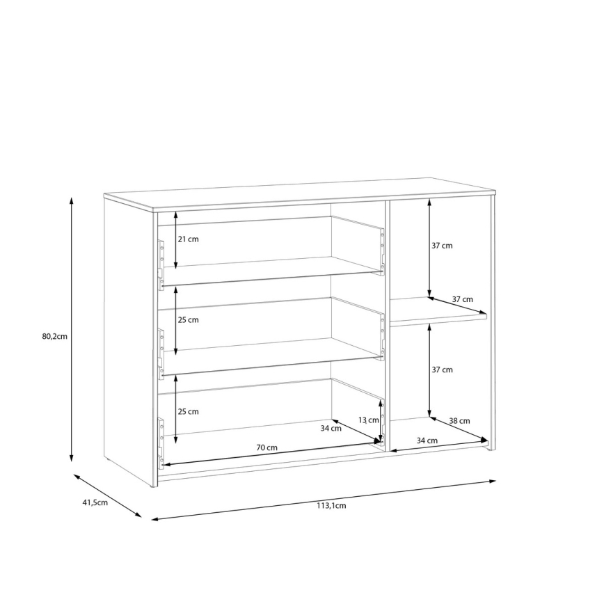 Komoda URO su stalčiais, artisan ąžuolas / balta