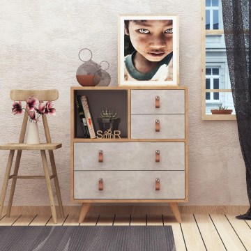 Komoda WITLOF 87x70 cm ruda/pilka