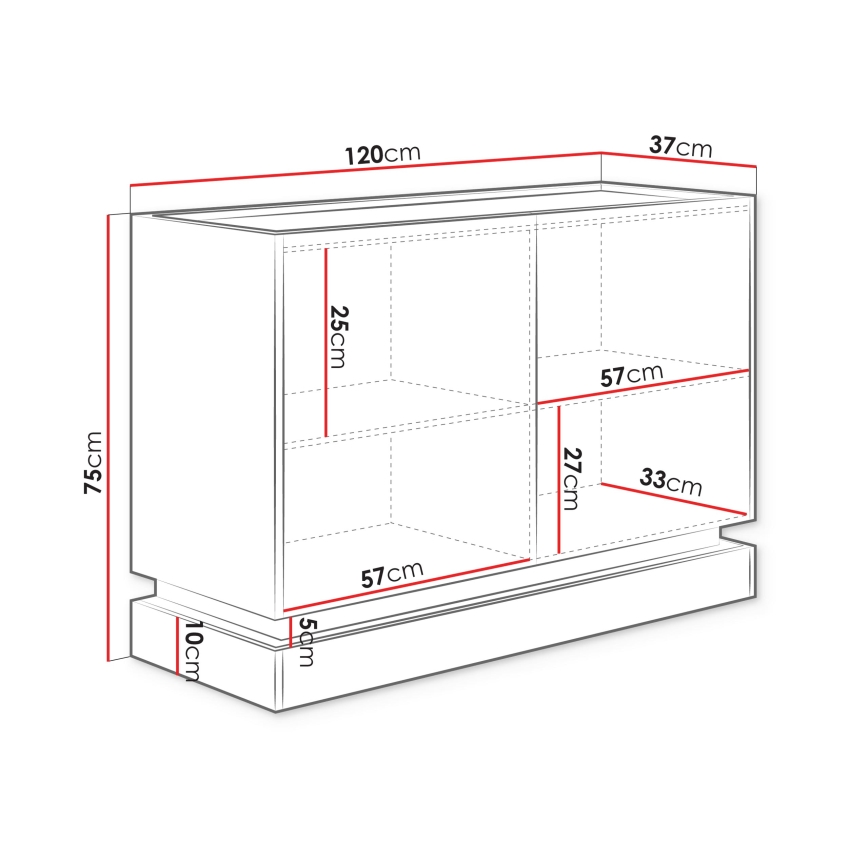 Komoda ZARPANT 75x120 cm smėlio/ąžuolas Cremona