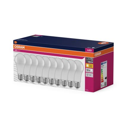 Komplektas 10x LED lemputės CLASSIC A75 E27/10W/230V 2700K - Osram