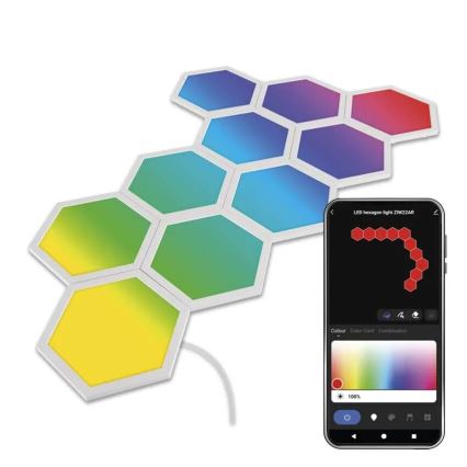 KOMPLEKTAS 10x RGBIC Pritemdymo panelė LED/1,9W/230V Wi-Fi Tuya