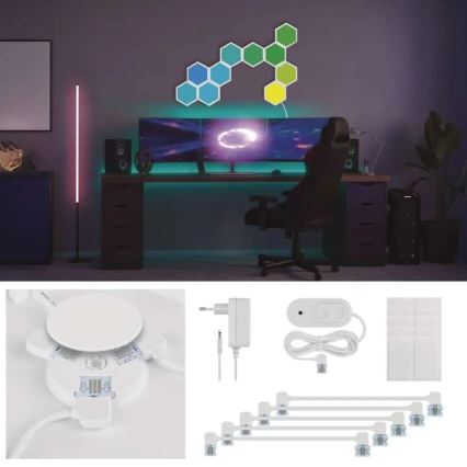 KOMPLEKTAS 10x RGBIC Pritemdymo panelė LED/1,9W/230V Wi-Fi Tuya