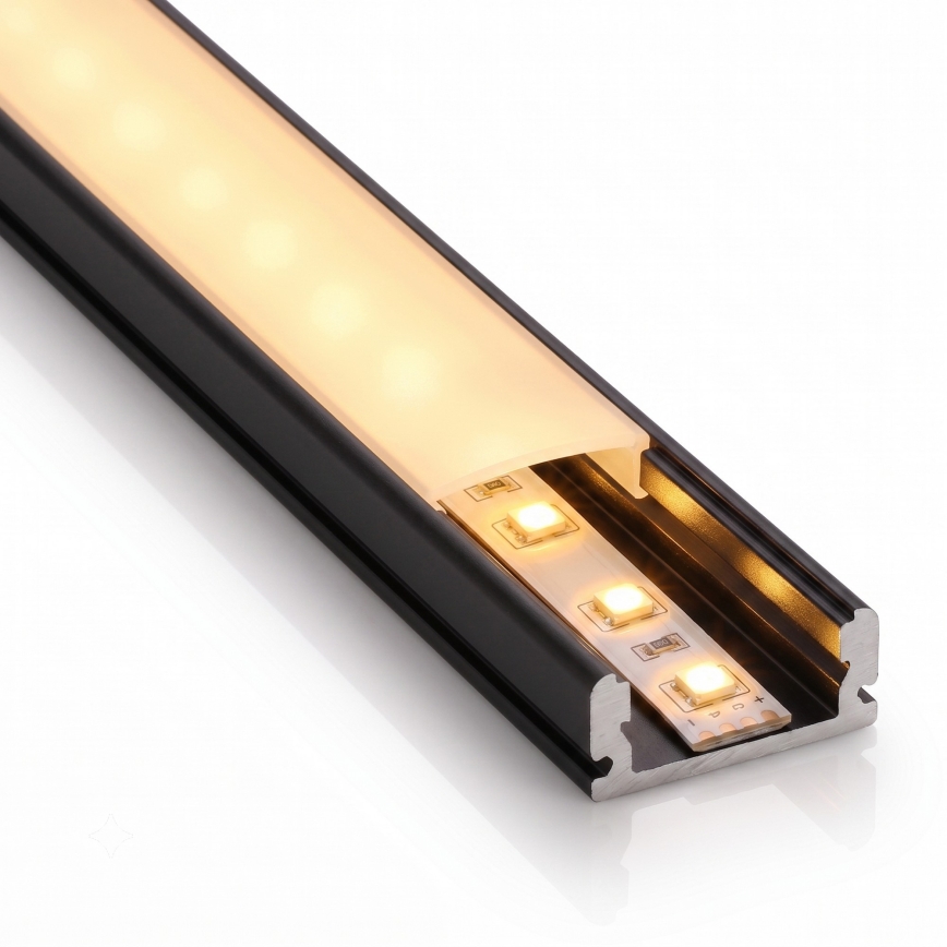Rinkinys 1x LED juosta MYLIVING LIGHTSTRIP LED/22W/230V 5 m + 5x įleidžiamas profilis 1 m juoda/balta