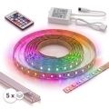 Komplektas: 1x reguliuojama LED RGBW juosta DIGITAL LED/16,5W/230V, 5 m + 5x 1 m įleidžiami profiliai (sidabriniai/balti) + nuotolinis valdymas