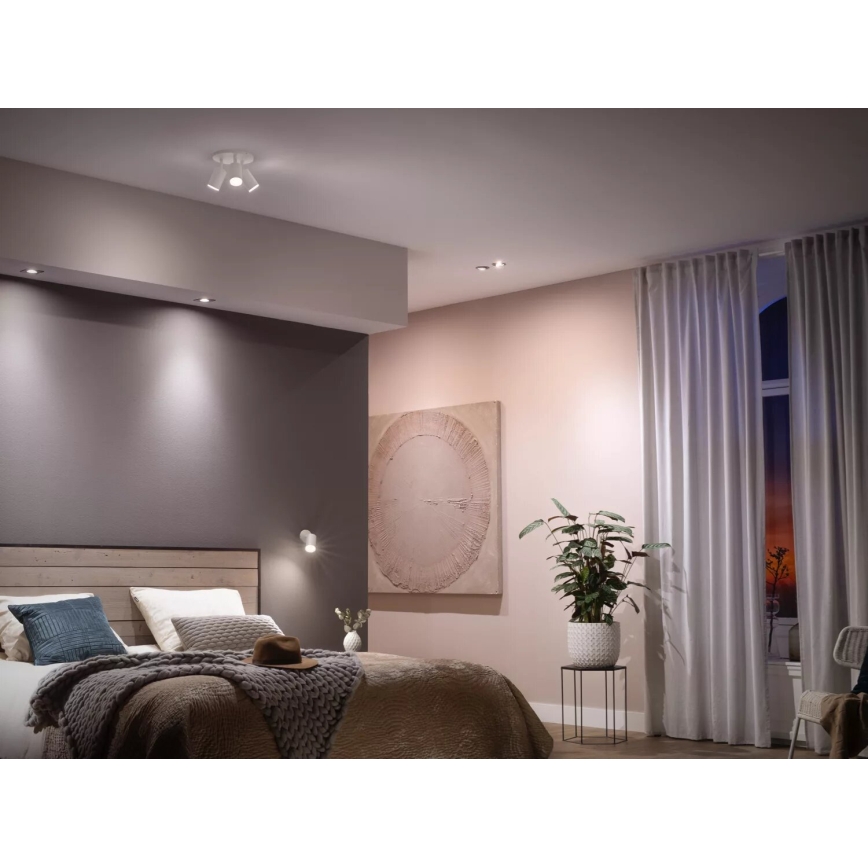 RINKINYS 2x reguliuojamos LED lemputės Philips Hue WHITE AMBIANCE GU10/4,2W/230V  2200-6500K + dimerio jungiklis