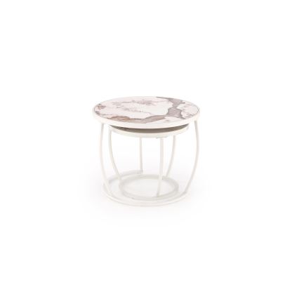 Komplektas 2 vnt. AURORO konferencinis staliukas, smėlio/baltos spalvos