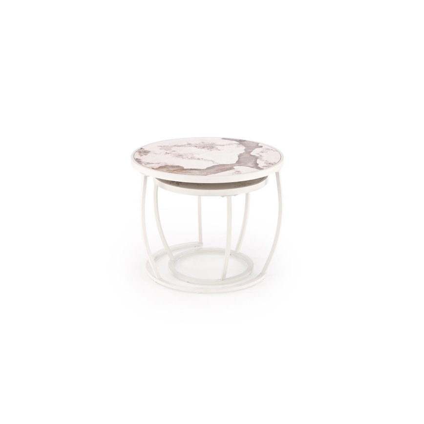 Komplektas 2 vnt. AURORO konferencinis staliukas, smėlio/baltos spalvos