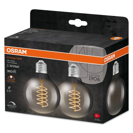 Komplektas 2 vnt. dimeriu reguliuojamų LED filamentinių lempučių E27/7,8W/230V 1800K - Osram