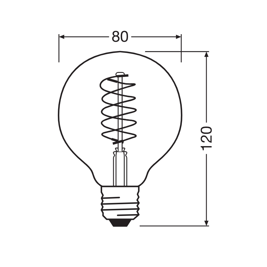 Komplektas 2 vnt. dimeriu reguliuojamų LED filamentinių lempučių E27/7,8W/230V 1800K - Osram