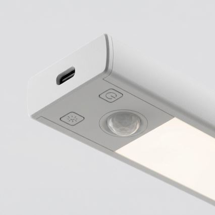 Rinkinys (2 vnt.) Įkraunamas VIRO LED baldų apšvietimas su judesio ir sutemos jutikliu LED/1W/3,7V 800 mAh 3000/4000/6500K 20 cm balta