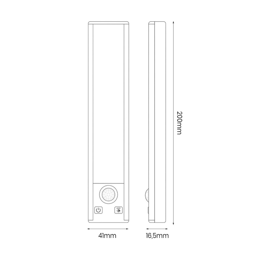 Rinkinys (2 vnt.) Įkraunamas VIRO LED baldų apšvietimas su judesio ir sutemos jutikliu LED/1W/3,7V 800 mAh 3000/4000/6500K 20 cm balta