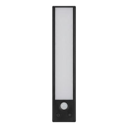 Rinkinys 2 vnt. įkraunami LED baldų šviestuvai su judesio ir prieblandos jutikliu VIRO LED/1,2W/3,7V 800 mAh 3000/4000/6500K 30 cm juodi