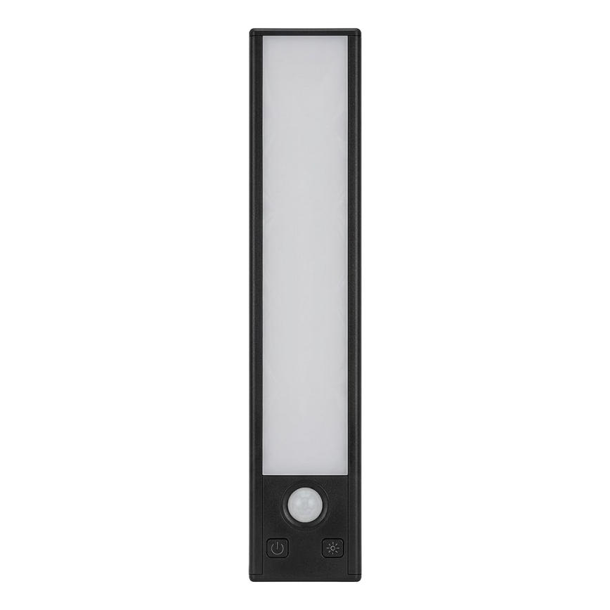 Rinkinys 2 vnt. įkraunami LED baldų šviestuvai su judesio ir prieblandos jutikliu VIRO LED/1,2W/3,7V 800 mAh 3000/4000/6500K 30 cm juodi