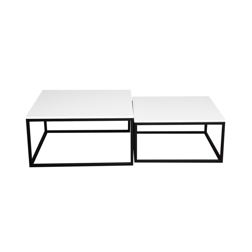 Komplektas 2 vnt. konferencinių staliukų DUAL 76x76/66x66 cm juoda/balta