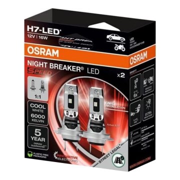 Komplektas: 2 vnt. LED automobilio lemputės NIGHT BREAKER SPEED H7 PX26d/16W/12V 6000K - Osram