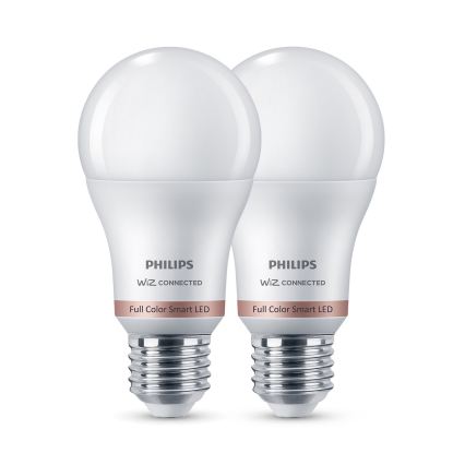 Komplektas 2 vnt. LED RGB dimeriuojama lemputė Philips SMART A60 E27/8,5W/230V 2200-6500K