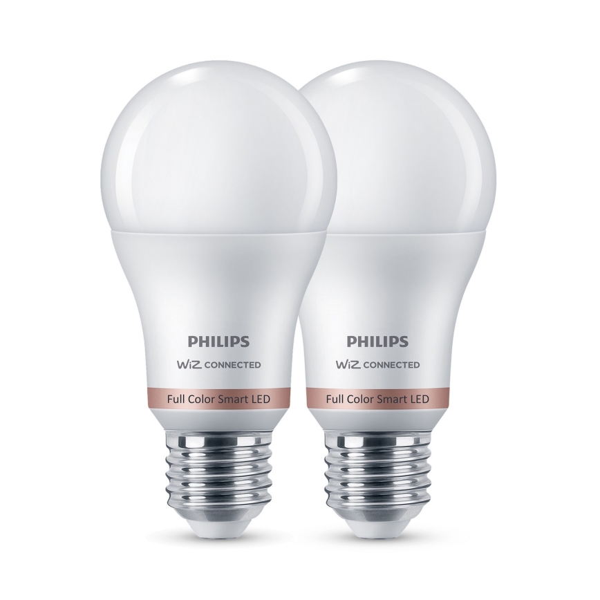 Komplektas 2 vnt. LED RGB dimeriuojama lemputė Philips SMART A60 E27/8,5W/230V 2200-6500K
