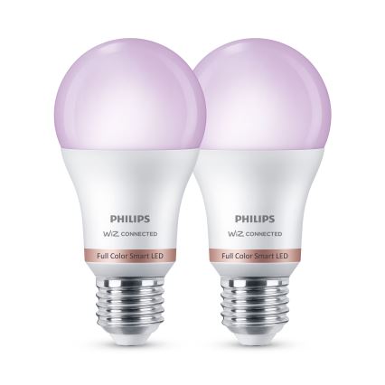 Komplektas 2 vnt. LED RGB dimeriuojama lemputė Philips SMART A60 E27/8,5W/230V 2200-6500K