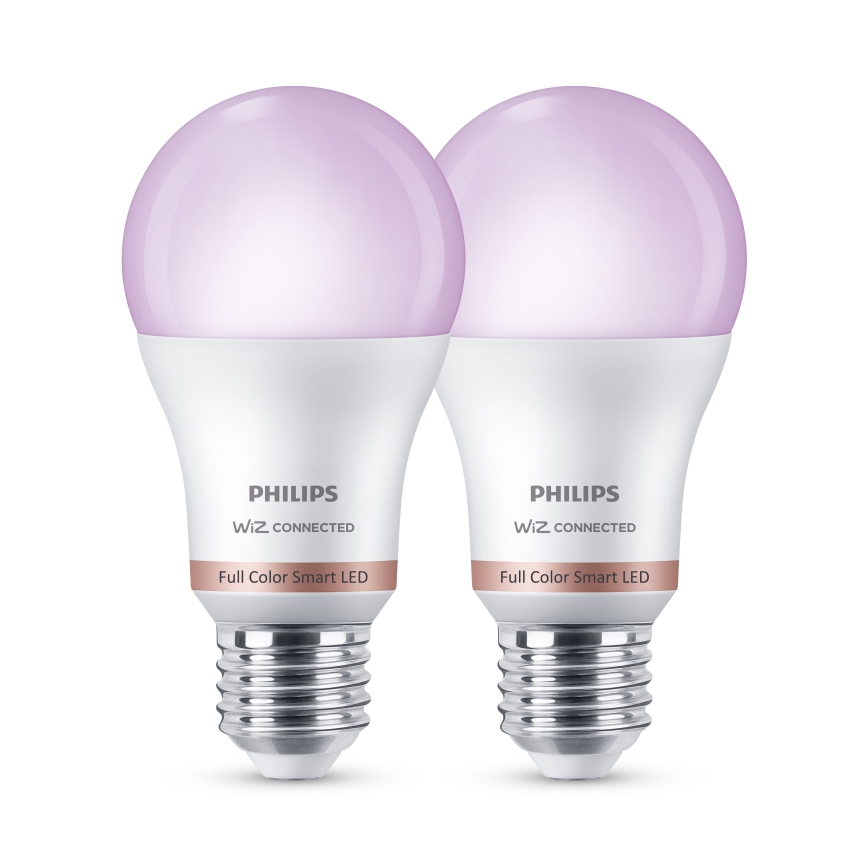 Komplektas 2 vnt. LED RGB dimeriuojama lemputė Philips SMART A60 E27/8,5W/230V 2200-6500K