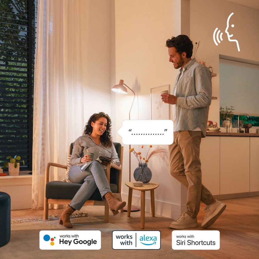 Rinkinys, 2 vnt. LED RGB reguliuojamų lempučių Philips SMART C37 E14/4,9W/230V 2200-6500K CRI 90