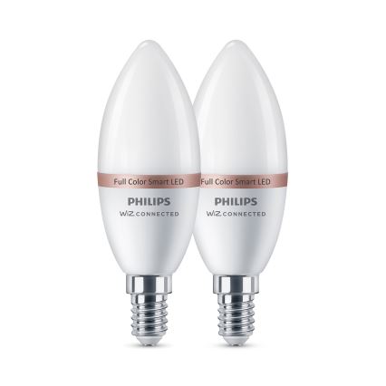 Rinkinys, 2 vnt. LED RGB reguliuojamų lempučių Philips SMART C37 E14/4,9W/230V 2200-6500K CRI 90