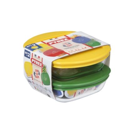 Komplektas: 2 vnt. PYREX stiklinės maisto talpyklos, 0,3 l