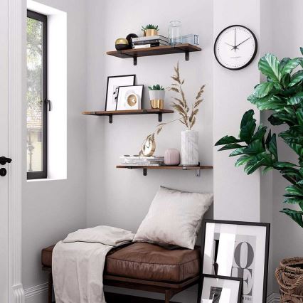 Komplektas: 2 vnt. sieninių lentynų SHELFY, rudos/juodos