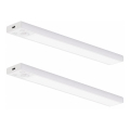 Komplektas 2 vnt. VIRO įkraunami LED baldų šviestuvai su judesio ir sutemų jutikliais, LED/1,2W/3,7V, 800 mAh, 3000/4000/6500K, 30 cm, balta