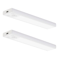 Komplektas 2 vnt. VIRO LED įkraunami baldų šviestuvai su judesio ir sutemų jutikliu 1W/3,7V 800 mAh 3000/4000/6500K 20 cm balta
