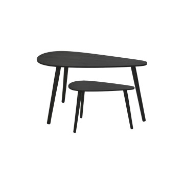 Komplektas (2 vnt.) žurnaliniai staliukai SOLE 60/80x30/40 cm, juodi