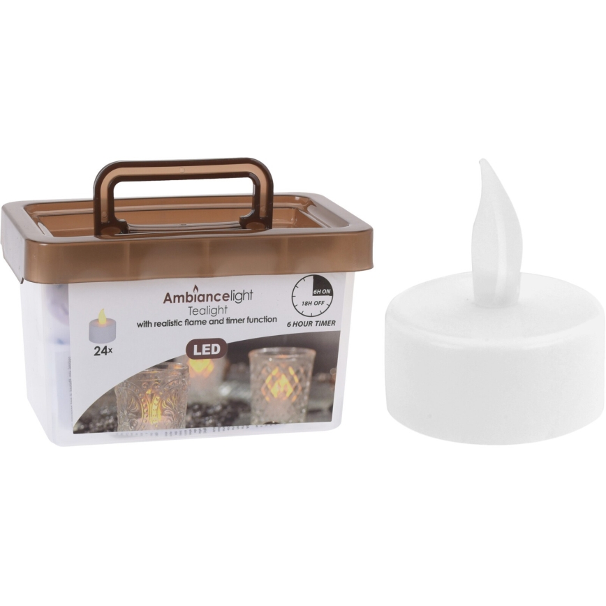 Komplektas 24 vnt. LED kalėdinių žvakelių, LED/1xCR2032, 3,8 cm, šiltai balta