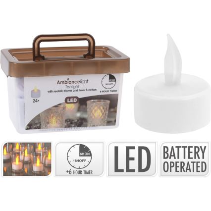 Komplektas 24 vnt. LED kalėdinių žvakelių, LED/1xCR2032, 3,8 cm, šiltai balta