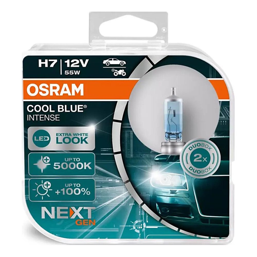 KOMPLEKTAS 2x Automobilio lemputė COOL MĖLYNA H7 PX26d/55W/12V 5000K - Osram
