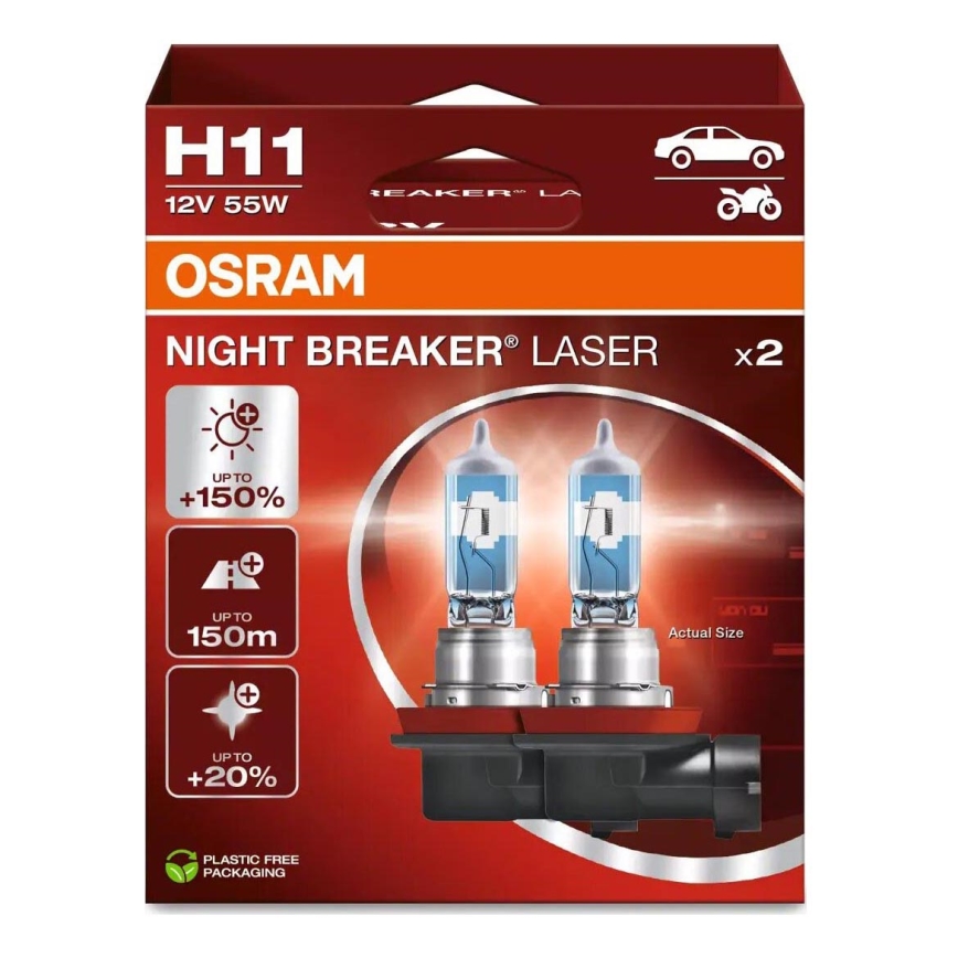 KOMPLEKTAS 2x Automobilio lemputė NIGHT BREAKER H11 PGJ19-2/55W/12V - Osram