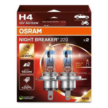 KOMPLEKTAS 2x Automobilio lemputė NIGHT BREAKER H4 P43t/60/55W/12V - Osram