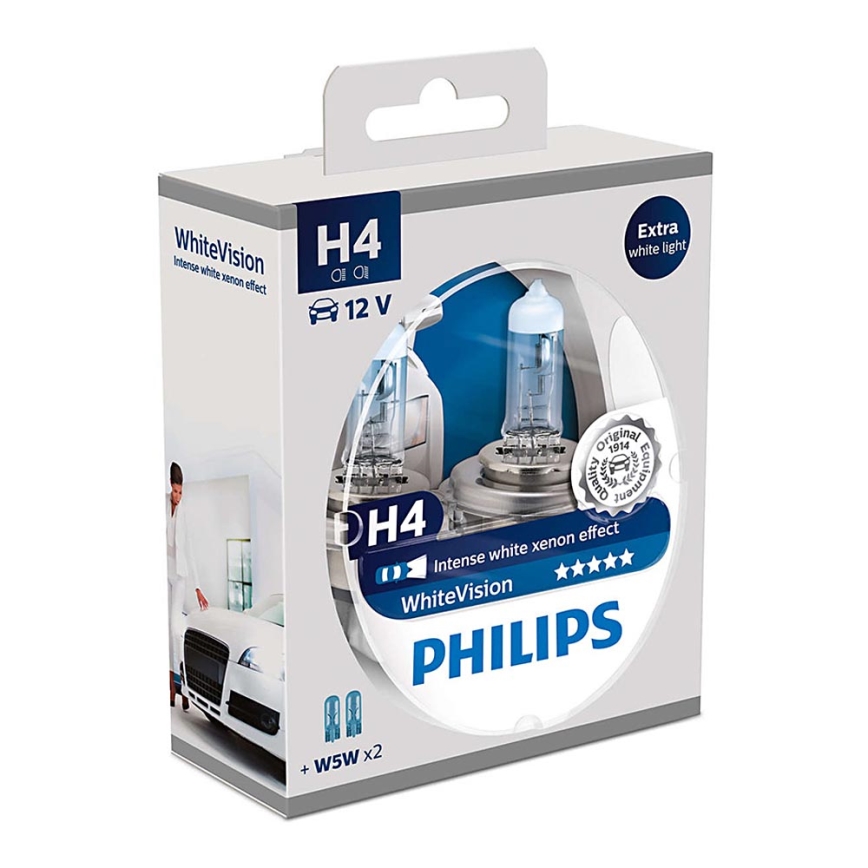 KOMPLEKTAS 2x automobilio lemputė Philips WHITEVISION 12342WHVSM H4 PX26d/60W/55W/12V