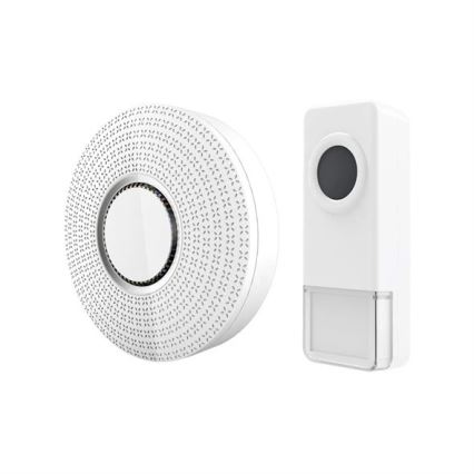 KOMPLEKTAS 2x Bevielis prijungiamas durų skambutis 230V/1xA23 IP55 balta