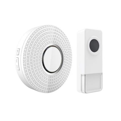 KOMPLEKTAS 2x Bevielis prijungiamas durų skambutis 230V/1xA23 IP55 balta