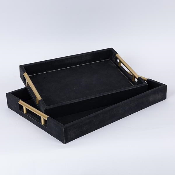 KOMPLEKTAS 2x Dekoratyvinis padėklas 40x30/34x24 cm juoda