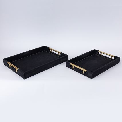 KOMPLEKTAS 2x Dekoratyvinis padėklas 40x30/34x24 cm juoda